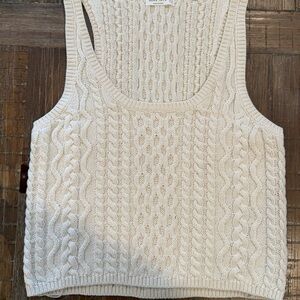 Cable Knit Cream Crop Top